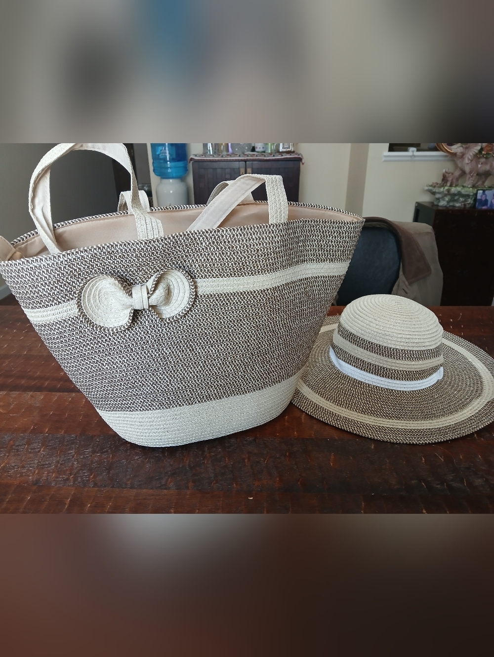 Paper Straw Hat And Matching Shoulder Bag